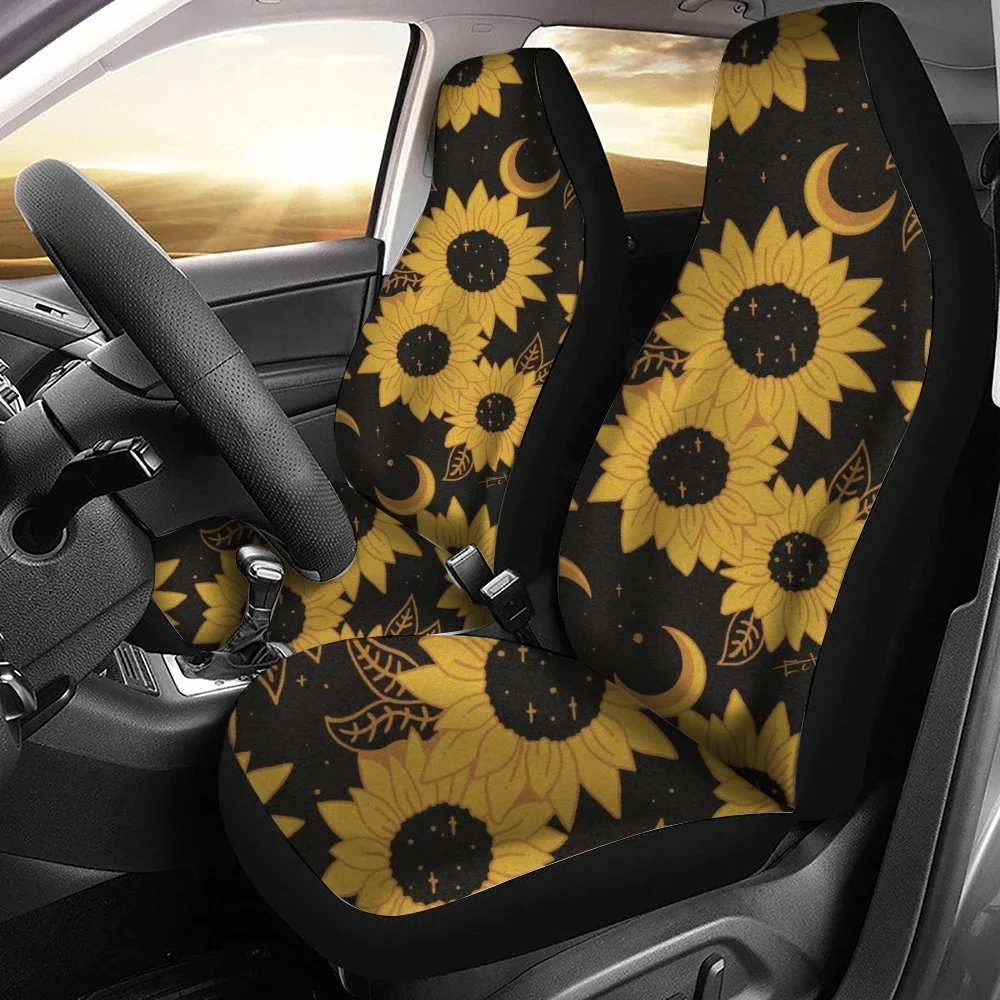 Sunflower Flower Pattern Car Seat Cover Fits Most Car Interior Accessories 2pcs Universal Front Seat Cover