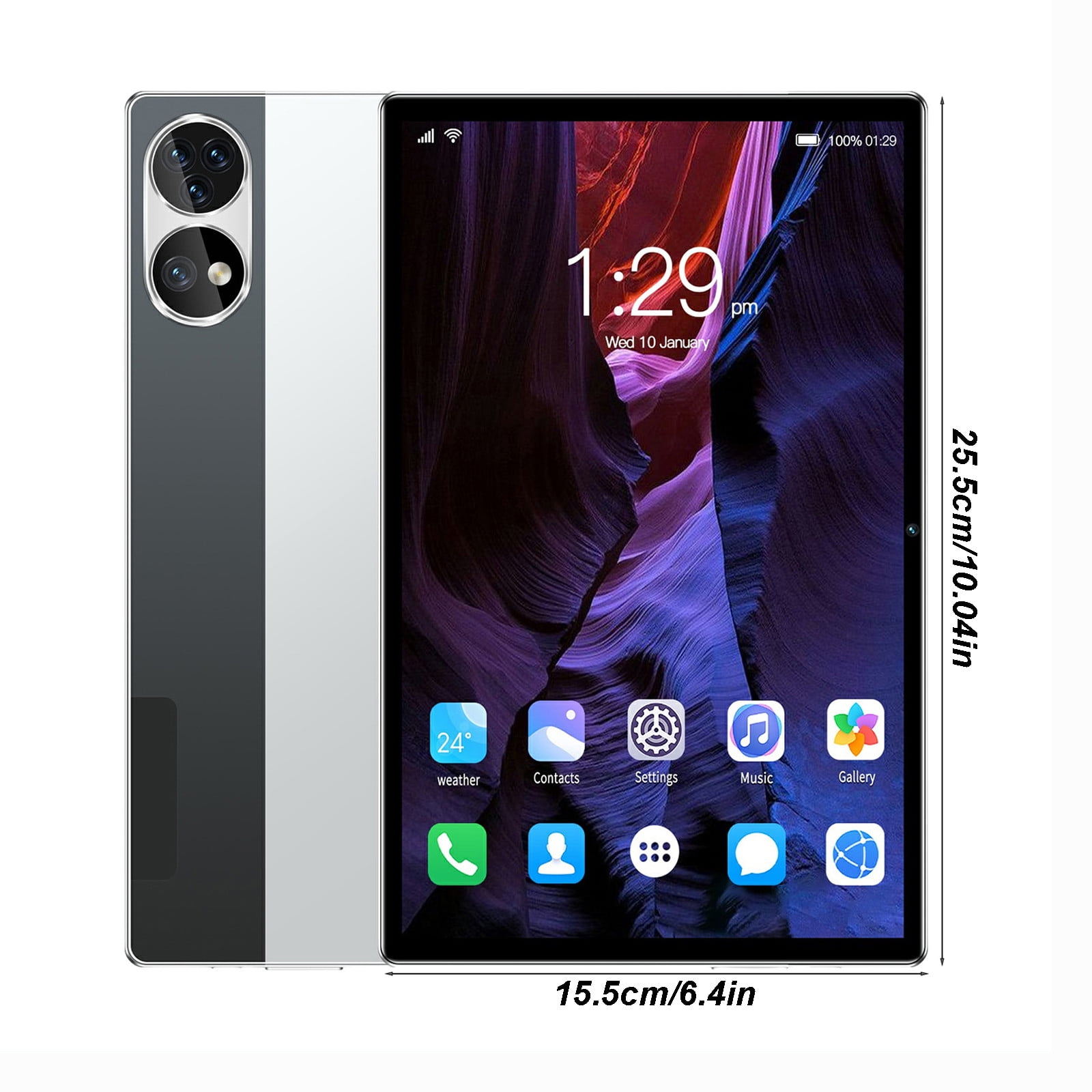 10.1-Inch Android 12 Tablet PC with 4GB+64GB, Dual SIM, 10-Core Processor, 2.4G/5G WiFi, Bluetooth, IPS HD Screen, Voice Call, GPS, Expandable to 256GB