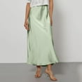 thumbnail image 2 of WULMLEO Women's Satin High Waisted Maxi Skirts Silk Elegant A Line Long Skirt Summer Fall Cocktail Party Wedding Flowy Skirts Light Green L, 2 of 4