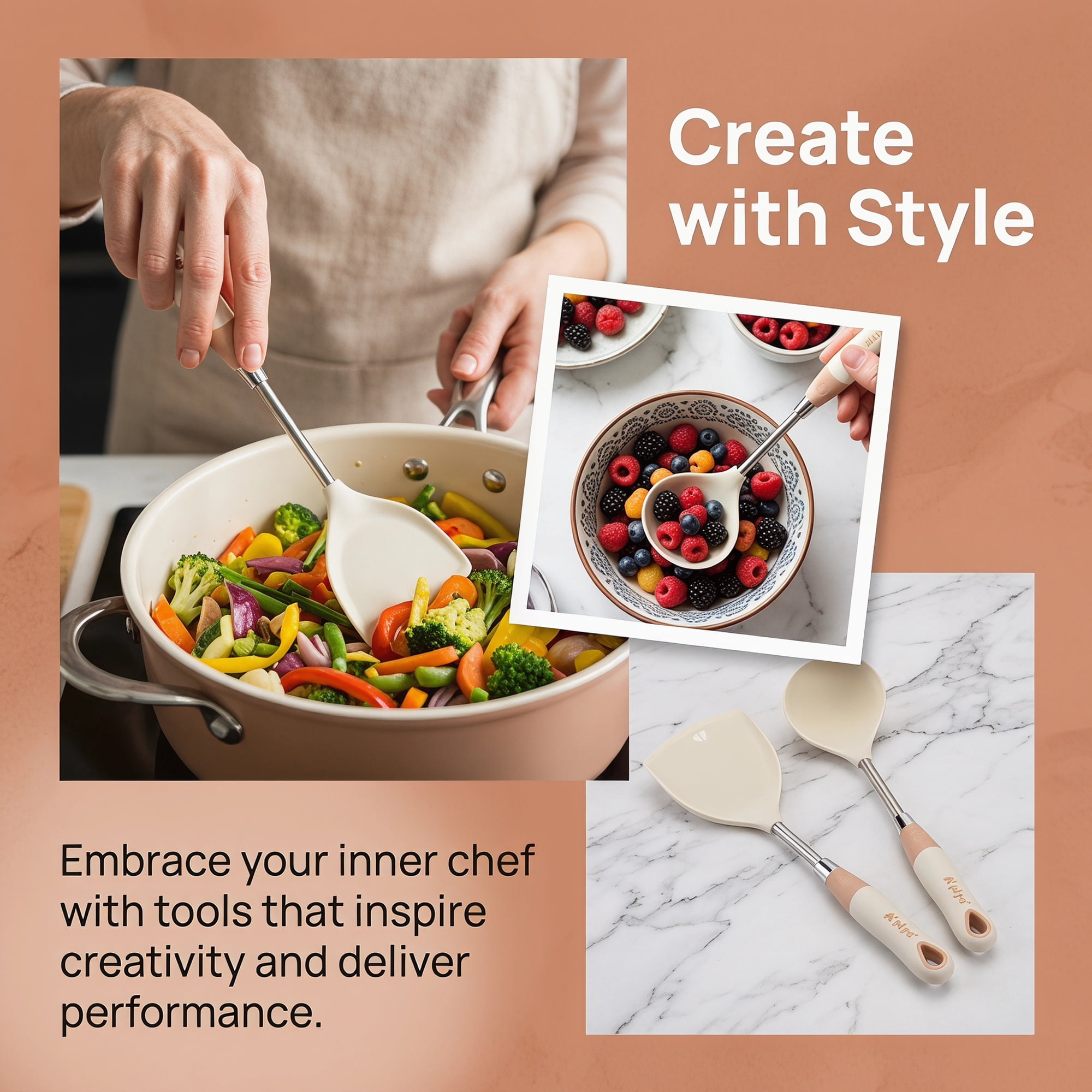 Unique Bargains Kitchen Utensil Set with Silicone Cooking Gadgets White-Silver A 2pcs