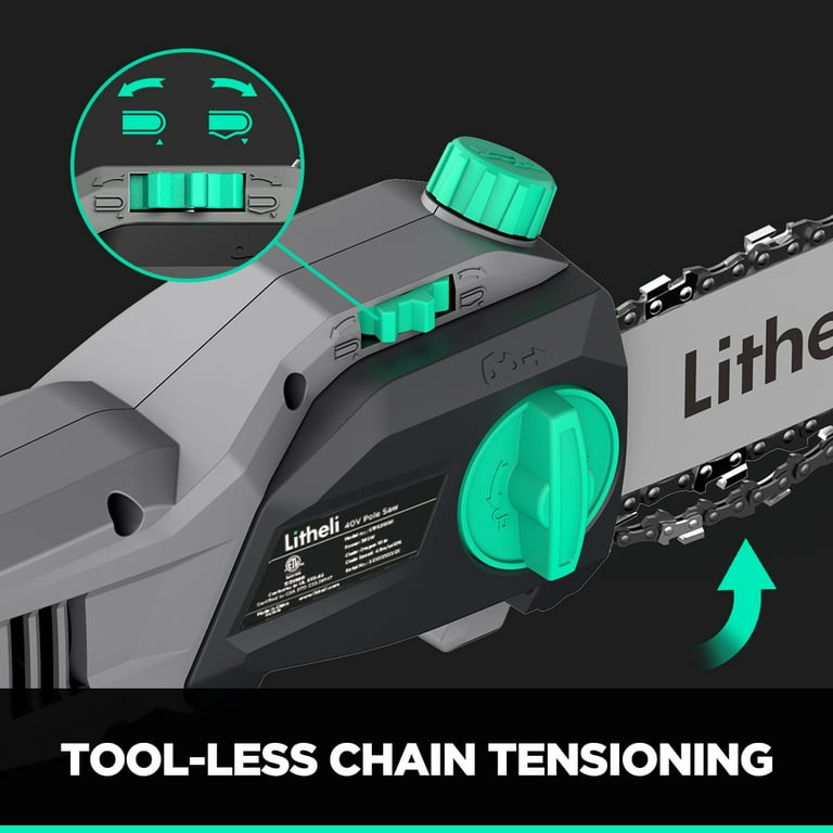Litheli Electric 10 Inch 40V Chainsaw Pole Saw Includes Lithium Battery Charger Hand Held for Tree Trimming Walmart
