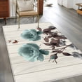 thumbnail image 3 of Teal Blue Floral Area Rug 4x6 Washable Rug Non Slip Vintage Rustic Botanical Beige Wooden Large Area Rug Indoor Floor Carpet for Entryway Bedroom Kitchen Living Room Home Office Dining Room Nursery, 3 of 8