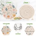 thumbnail image 4 of Yayeee 6 PCS Drink Coasters with Holder Set Woven Absorbent Round Tabletop Hot Pad, Cartoon Doodles, 4 of 7