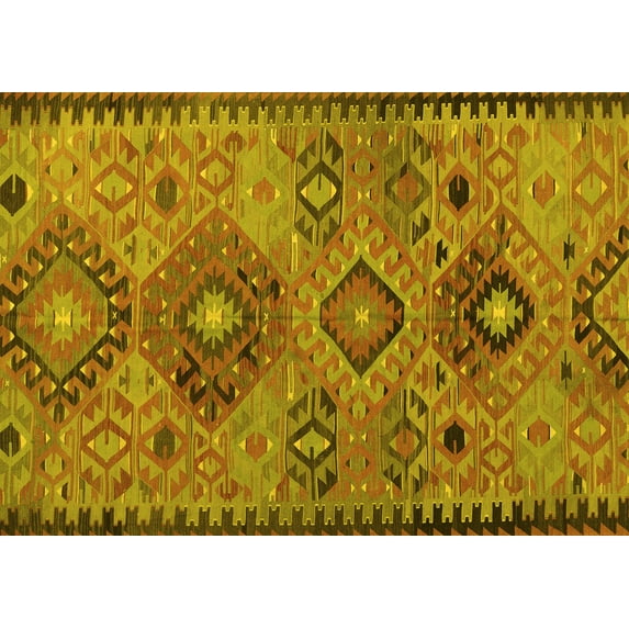 Ahgly Company Indoor Rectangle Persian Yellow Traditional Area Rugs, 2' x 4'
