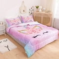 thumbnail image 2 of Magical Unicorn Flower Girl Pink Comforter Sets 3 Piece,3D Cartoon Unicorn Eye Lash with Sparkle Stars Print Bedding Bedspreads Cute Comforter Sets for Teens and Kids, 2 of 8