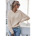 thumbnail image 2 of Pull à Capuche pour Femmes, Décontracté, Boutonné, Col en V, Manches Longues, Tricoté, Henley, 2 of 7