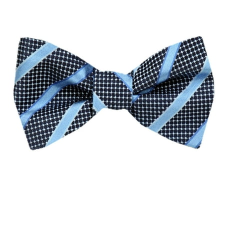 Circle Silk Tie - Mens Silk Stripe Self Tie Bow Tie