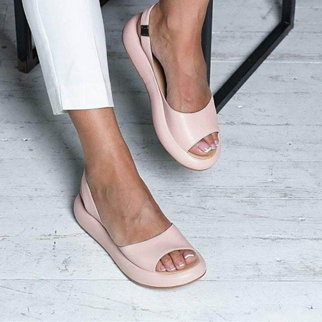 SEANOPEN Deals Open-Toe Sandal for Women - Lightweight with Added Arch Support - Memory Foam for All-Day Comfort - Unique Design for Easy Transition from Work to Evening Size 6.5 Pink
