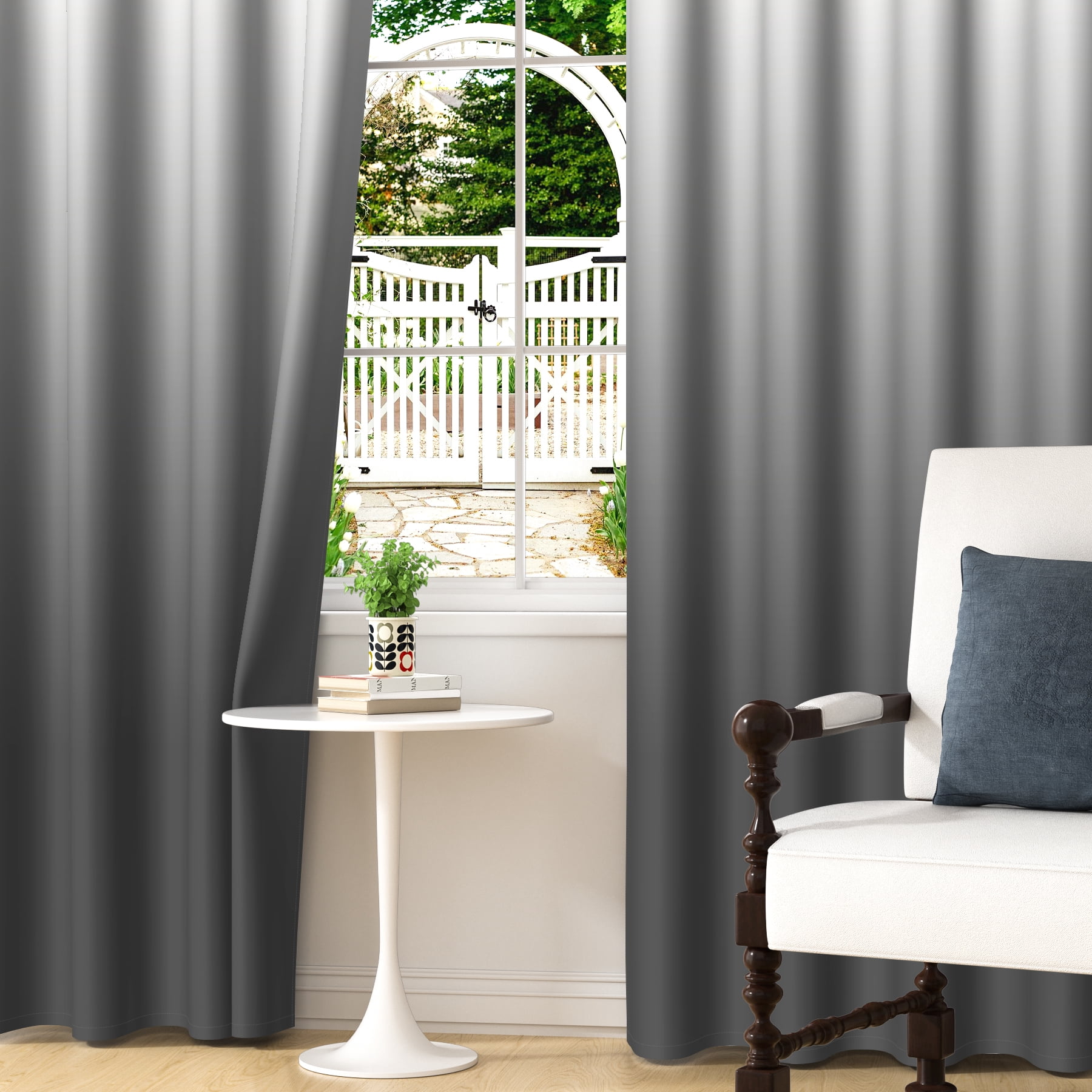 LFEEY Light Blocking Black Ombre Curtains, Room Darkening Window Drapes, Set of 2, 52x63 inches