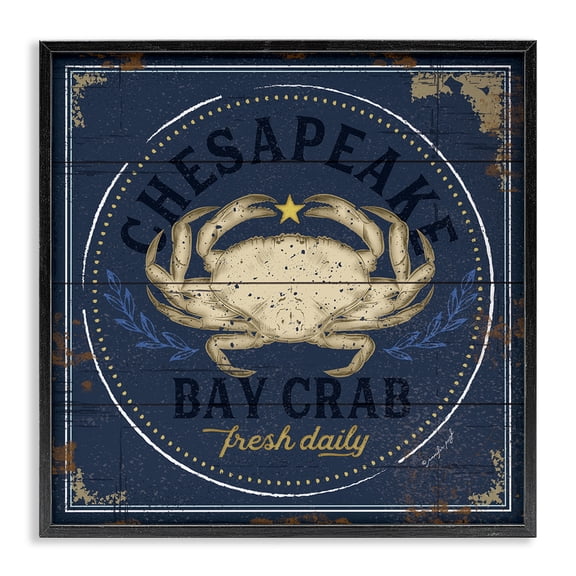 Stupell Industries Eclectic Fresh Crab Chesapeake Bay Black Framed Giclee Art, 12 x 12, by Jennifer Pugh