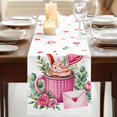 thumbnail image 3 of Table Runners 90 Inches Long Dress Scarves, Valentine's Day Farmhouse Coffee/Dining/Kitchen Table Runner for Living Room, Ice Cream Love Rose Eucalyptus Leaves 13x90 Inch, 3 of 9