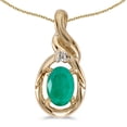 thumbnail image 1 of 10k Yellow Gold Oval Emerald And Diamond Pendant, 1 of 1