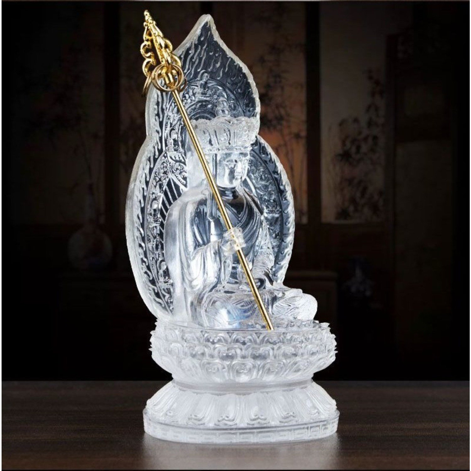 Glazed Buddha Statue Home Decor Meditation Room Figurine Feng Shui Display