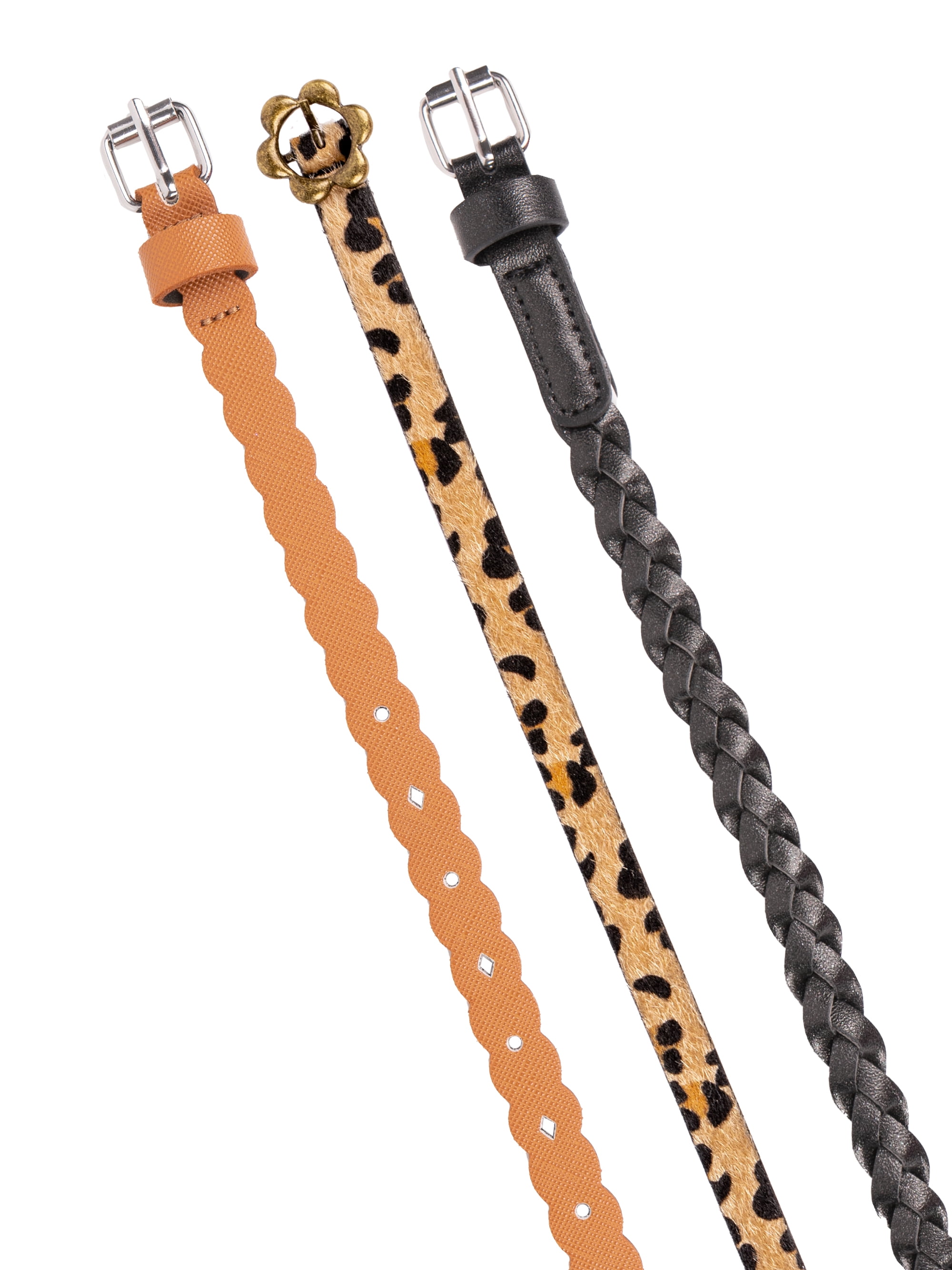 Wonder Nation Girls Fashion Belts, 3-pack, Sizes XS-XXL