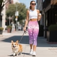 thumbnail image 5 of HELLHERO Fish Scale Printed Yoga Pants for Women High Waisted Capri Leggings Cherry Blossom Printed Workout Leggings with Pockets, S, 5 of 7