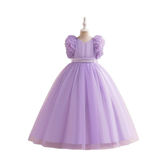 Flower Little Big Girls Maxi Dress Bridesmaid Wedding Pageant Party Princess Communion Floral Vintage Lace Dance Gown