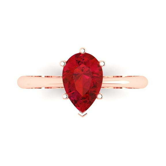 Clara Pucci 14K Rose Gold 1.5ct Tourmaline Solitaire Ring for Women
