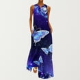 thumbnail image 1 of SMihono Robe Maxi Bohème d'Été pour Femmes Grande Taille Mode d'Été pour Femmes Imprimée à Col en V Sans Manches à Enfiler avec Poches Robe de Plage Évasée Robe Soleil, 1 of 5