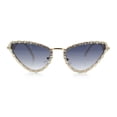 thumbnail image 3 of Womens Iced Out Bling Rhinestone Cat Eye Metal Rim Star Arm Sunglasses Gold - Smoke, 3 of 8