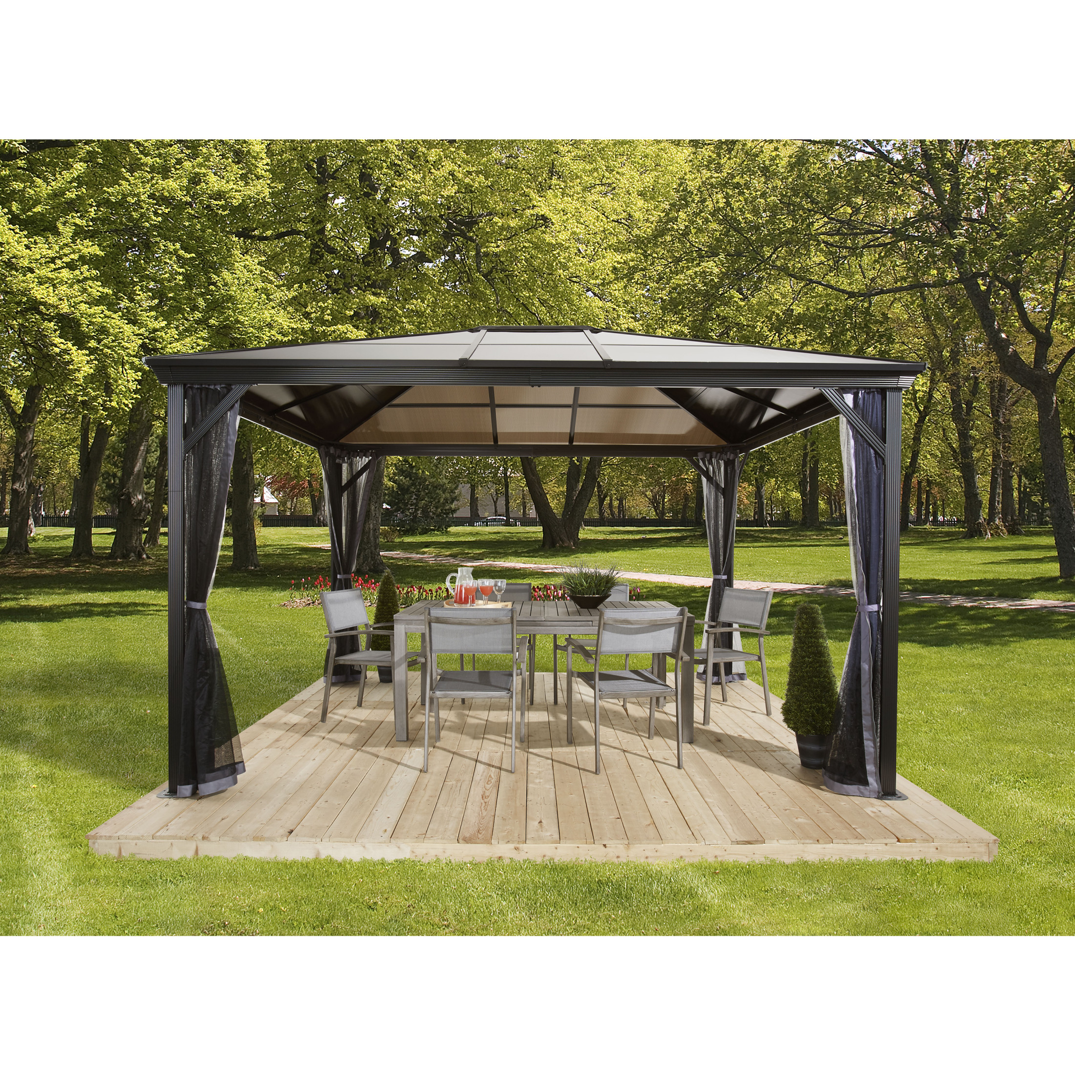 Sojag Verona 10 x 12 x 8.5 ft Charcoal Gazebo
