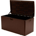 thumbnail image 5 of 73 Gallon Lockable Outdoor Storage Bin, UV-Resistant Resin Container for Patio, Poolside, Garden in Brown, 5 of 9