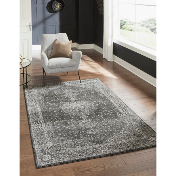 Dover Collection Rug 9' x 12' Dark Gray LowPile Rug Perfect