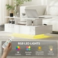 thumbnail image 4 of HOMCOM Modern Coffee Table with LED Lights Center Table High Gloss White, 4 of 10