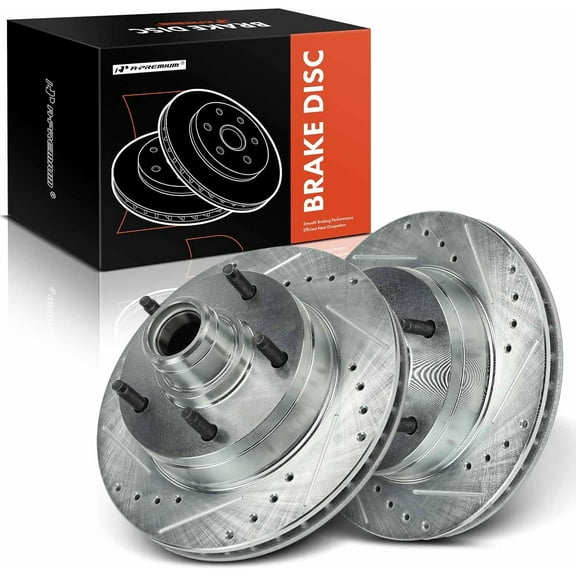 A-Premium 11.72 inch (297.70mm) Front Drilled and Slotted Disc Brake Rotors Compatible with Select Ford Models - F-150 1994-1996, E-150 Econoline 1994-2001, 2-PC Set
