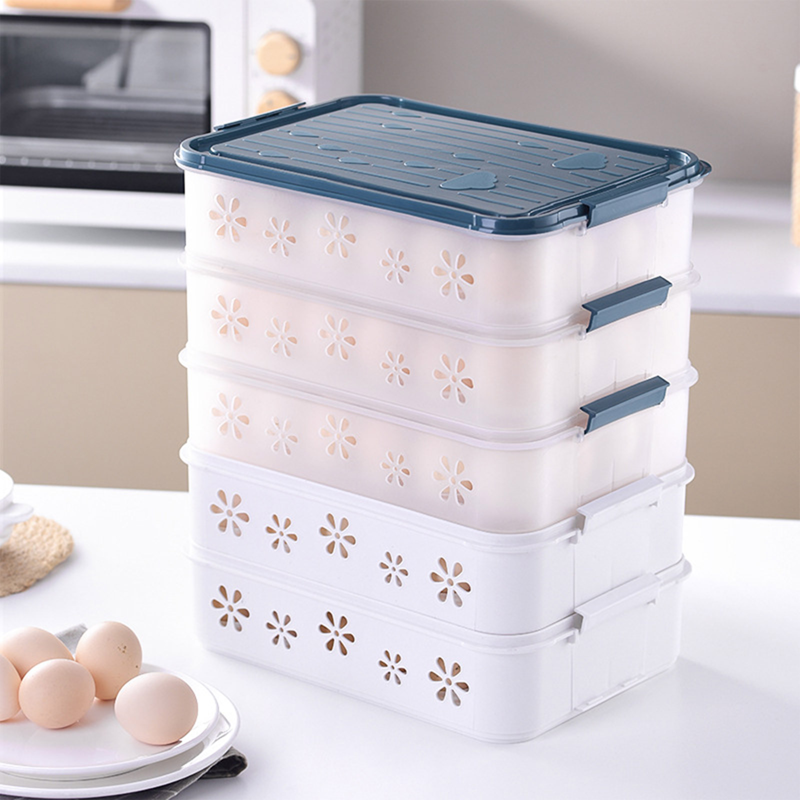 24/48 Grid Egg Container for Refrigerator Stackable Egg Storage Tray Organizer