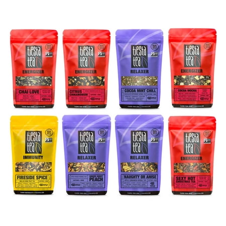 Tiesta Tea HOLIDAY Dry Flight, 8 Loose Tea Blends Perfect for The Holidays, 8 to 12 Servings of Each Flavor, Sampler Gift