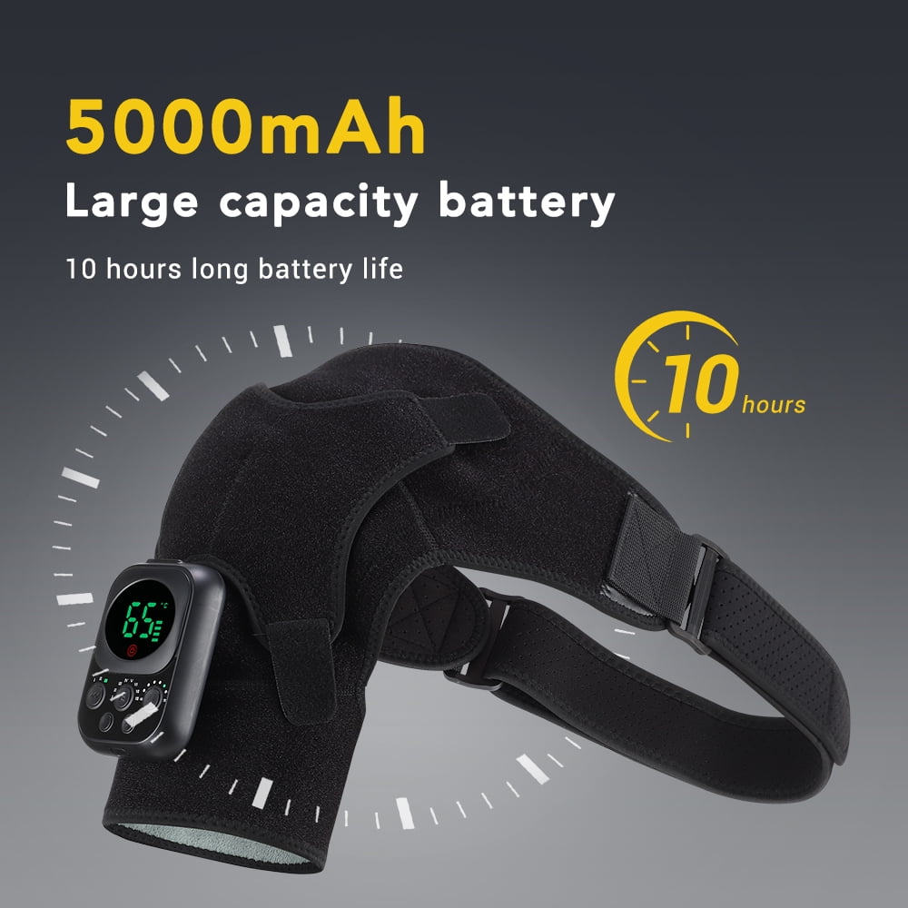 Flaremore Heated Shoulder Brace Wrap,Electric Shoulder Heating Pad with App Remote Control,5000mAh Rechargeable Cordless Shoulder Massager with 3 Adjustable Vibrations and Heating Modes for Relax