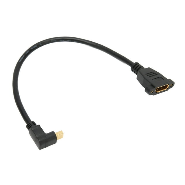 90 Degree Right Angle Mini Female To Mini Male 0.3Meters Cable, Mini DisplayPort V1.2 Displayport Adapter For QXGA 2560x1600 Resolution Output