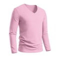 thumbnail image 4 of Men's Casual Solid Color V Neck Pullover Shirt Faddish Long Sleeve Soft Casual Basic T Shirts Lightweight Slim Fit Sports Shirt, 4 of 7