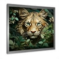 thumbnail image 2 of Designart "Lion in Green Foliage" Animals Framed Wall Art Decor - Modern Green Lion Entryway Framed Wall Art, 2 of 6