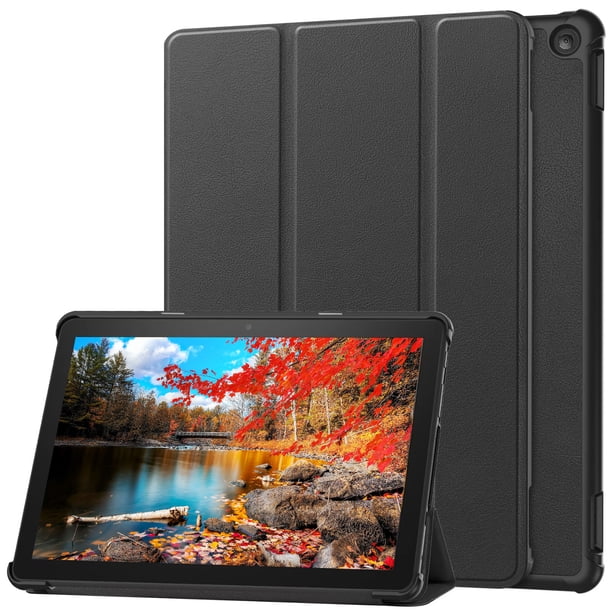 Funda delgada de cuero PU con soporte triple para encendido/apagado automático para Fire Tablet 10 2023