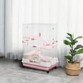 thumbnail image 2 of PawHut Cage pour Petits Animaux à 4 Niveaux de 32 Po L avec Roues Universelles Verrouillables, Rose, 2 of 10