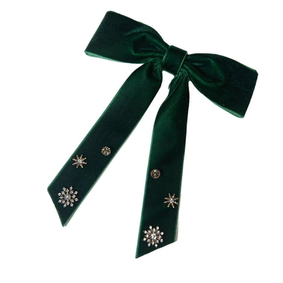 RUISINERY Elegant Women's Vintage Velvets Bows Tie Brooch Pin Pre Tied Bowknot Necktie with Rhinestones Snowflake for Christmas