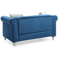 thumbnail image 4 of Passion Furniture Raisa 60 in. Navy Blue Velvet 2-Seater Sofa with 2-Throw Pillow, 4 of 5