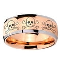 thumbnail image 2 of Tungsten Multiple Skull 8mm Shinny Rose Gold Two Tone Dome Men Ring, 2 of 2