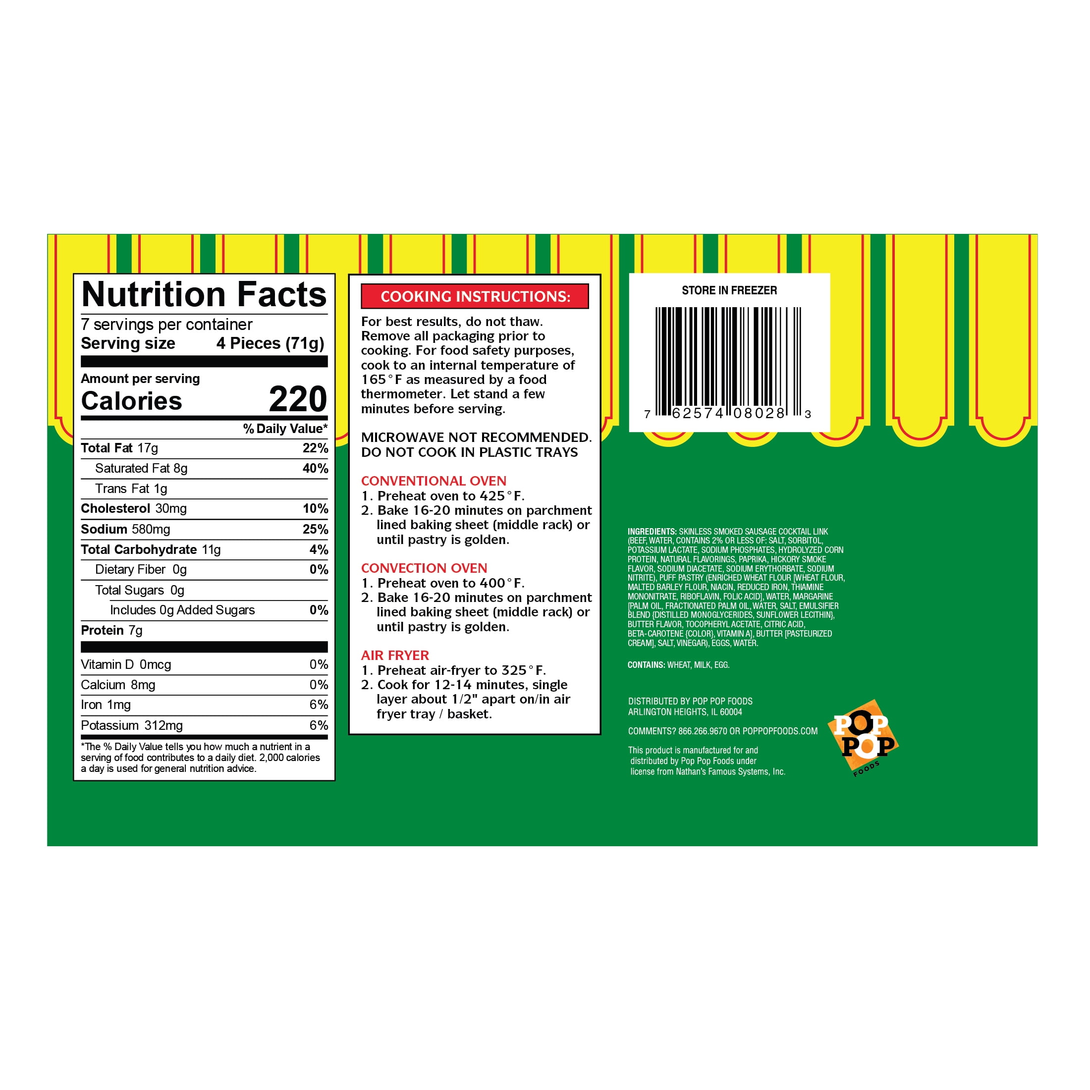 Nathan's Famous Beef Franks in Puff Pastry, Frozen Snack, 17.5 oz (496g)