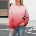 thumbnail image 2 of Olyvenn Women Gradient Print Crew Neck Long Sleeve Loose Fit Hoodless Sweatshirt Casual Comfortable Fall Tops Hot Pink XXL, 2 of 4