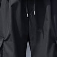 thumbnail image 3 of Cargo Pants for Men, Solid Color Pocket Elastic Waist Casual Fashion Trousers for Spring Summer, 3 of 5