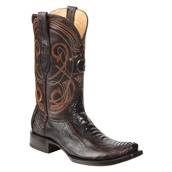 El General Men's Exotic Ostrich Leg Cowboy Boots - Brown 45511