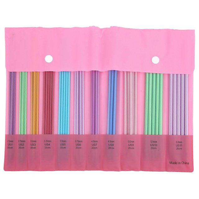 55pcs Aluminum Knitting Needles Set, Double Pointed, Ergonomic Design, 20cm/7.9in, for Home Weaving