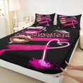 thumbnail image 4 of Castle Fairy Glam Print King Sheets 4pcs,Lipstick Leopard Pattern Bedding,Pink Black,1 Fitted Sheet, 1 Flat Sheet and 2 Pillowcases, 4 of 6