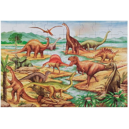 Melissa & Doug Dinosaurs Floor Puzzle (Extra-Thick Cardboard Construction, Beautiful Original Artwork, 48 Pieces, 2’ x