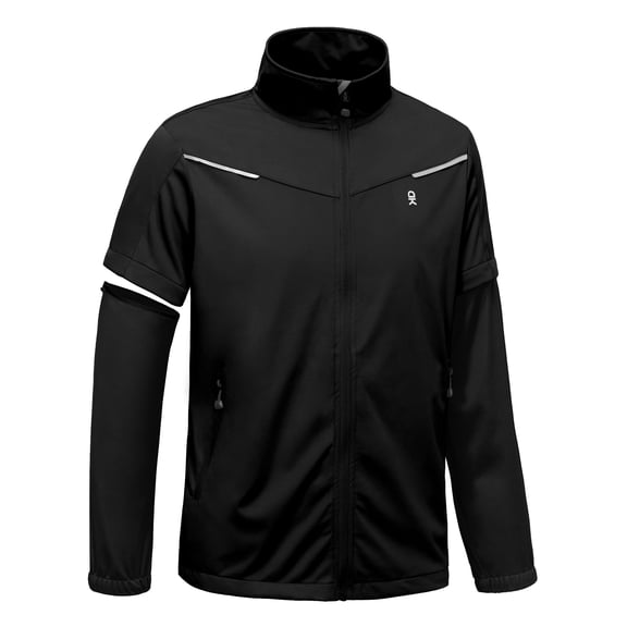 Little Donkey Andy Men's Softshell Jacket - Lightweight, Waterproof, Detachable Sleeves for Golf, Hiking, Cycling, and Running Black S