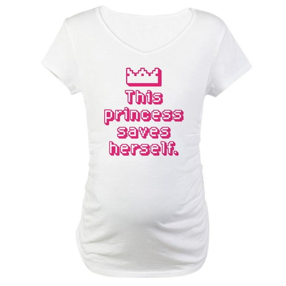 CafePress - This Princess Saves Herself Maternity T Shirt - Cotton Maternity T-shirt, Cute & Funny Pregnancy Tee