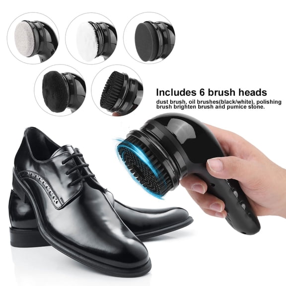 USB Shoe Polisher, Efficient Leather Shoe Care W/ 6 Brush Attachments