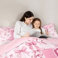thumbnail image 4 of jejeloiu Initial Letter J Twin Bedding Sets 7-Piece,Kawaii Bow Bowknot Bedding Comforter Set,Light Pink Sheet Sets For Girls,Breathable Bedroom Decoration Reversible, 4 of 8